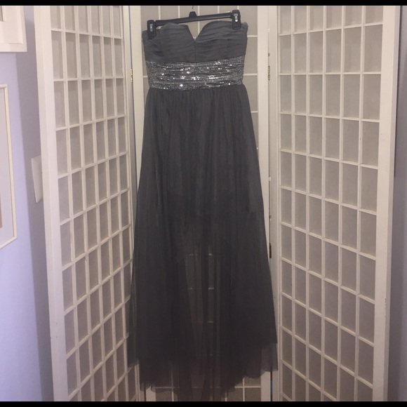 Gray Sequin Prom Dress - Picture 2 of 7